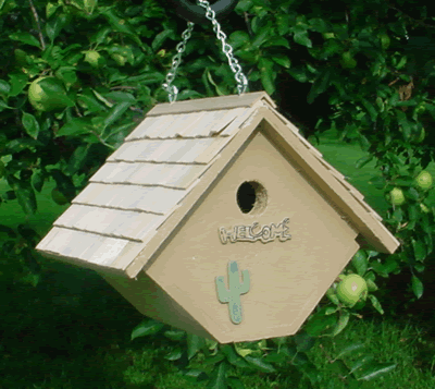 Wren Birdhouse, Diamond, Desert Tan, Shingle Roof