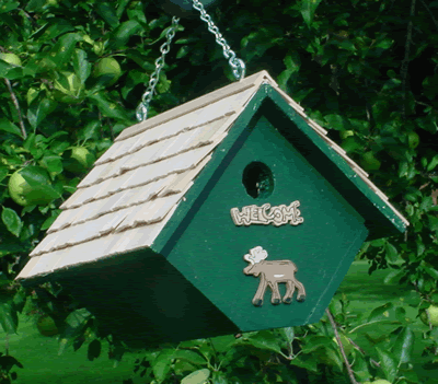 Wren Birdhouse, Garden, Hunter Green, Shingle Roof