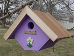 Wren House Diamond Lavendar, Cedar Roof